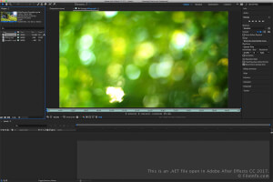 Skærmbillede af en .aet-fil i Adobe After Effects CC 2017