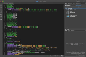 Screenshot af en .css-fil i Adobe Dreamweaver CC 2017