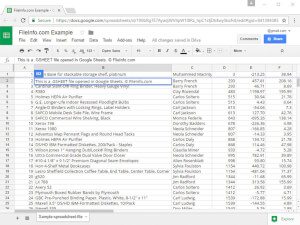 Skærmbillede af et .gsheet-fil i Google Sheets (Google Drive)