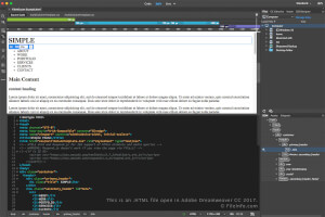 Skærmbillede af en .html-fil i Adobe Dreamweaver CC 2017