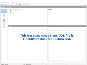 Skærmbillede af en .odb-fil i Apache OpenOffice Base 4.1.3