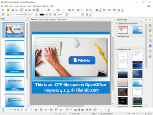 Skærmbillede af en .otp-fil i Apache OpenOffice Impress 4.1.3