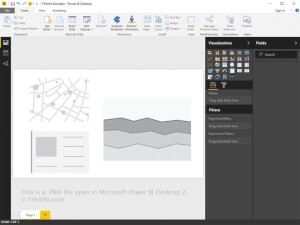 Skærmbillede af en .pbix-fil i Microsoft Power BI Desktop 2