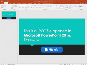Skærmbillede af en .pot-fil i Microsoft PowerPoint 2016