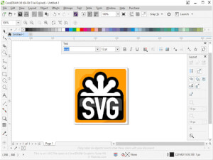 Skærmbillede af en .svg-fil i CorelDRAW Graphics Suite X8