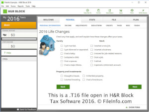 Screenshot af en .t16-fil i H&R Block Skattesoftware 2016