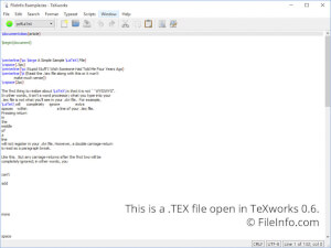 Skærmbillede af en .tex-fil i TeXworks 0.6